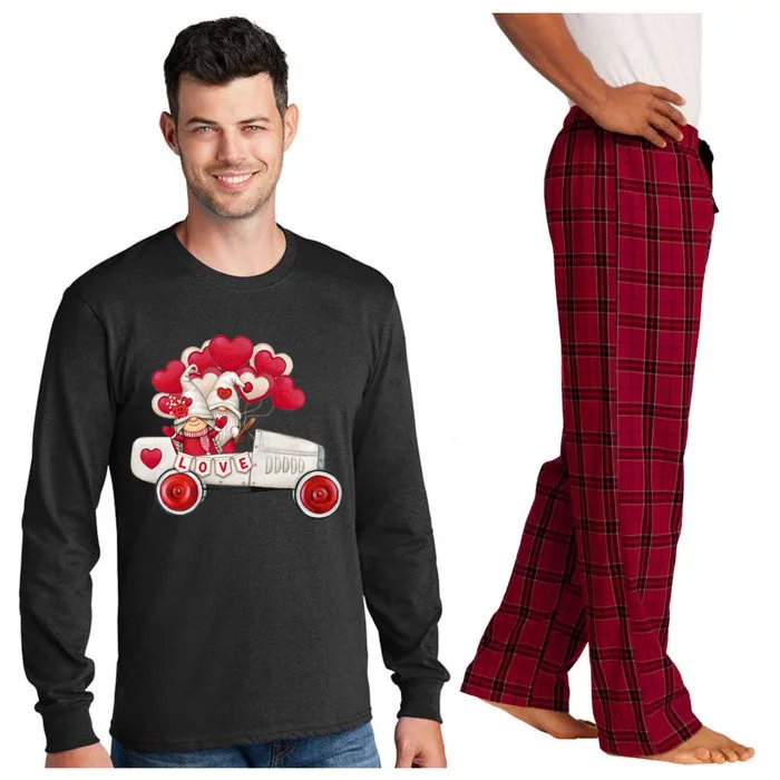 Love Gnome Valentines Day Heart Long Sleeve Pajama Set