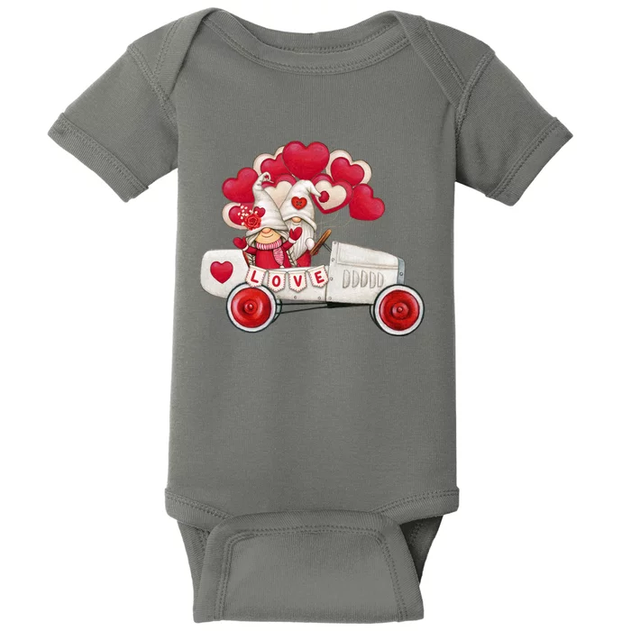 Love Gnome Valentines Day Heart Baby Bodysuit