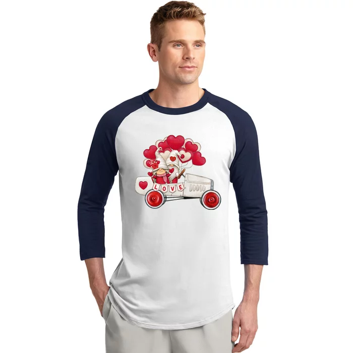 Love Gnome Valentines Day Heart Baseball Sleeve Shirt