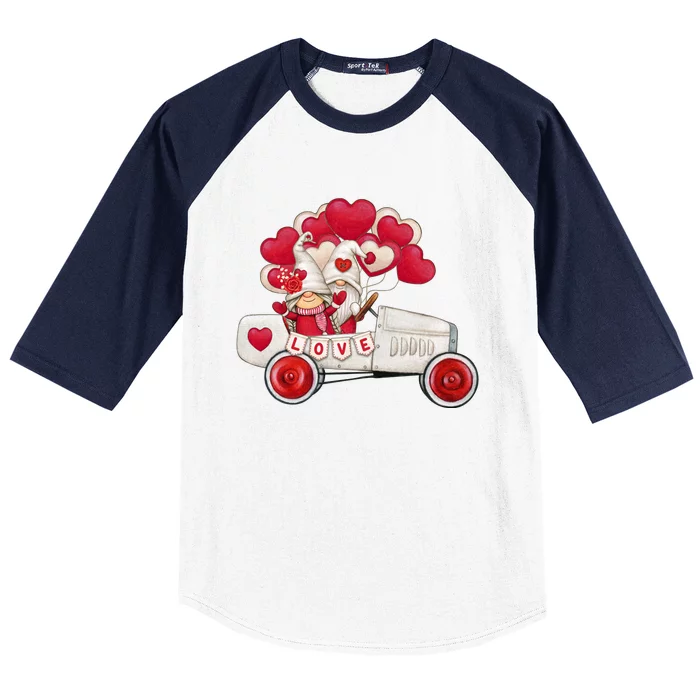 Love Gnome Valentines Day Heart Baseball Sleeve Shirt