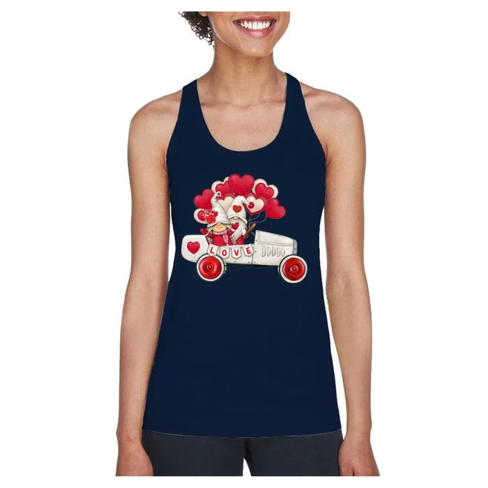 Love Gnome Valentines Day Heart Women's Racerback Tank