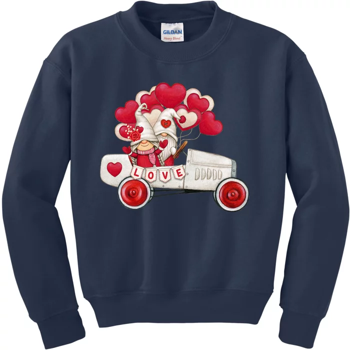 Love Gnome Valentines Day Heart Kids Sweatshirt