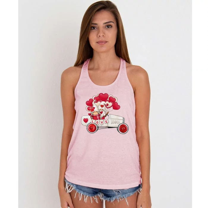 Love Gnome Valentines Day Heart Women's Knotted Racerback Tank