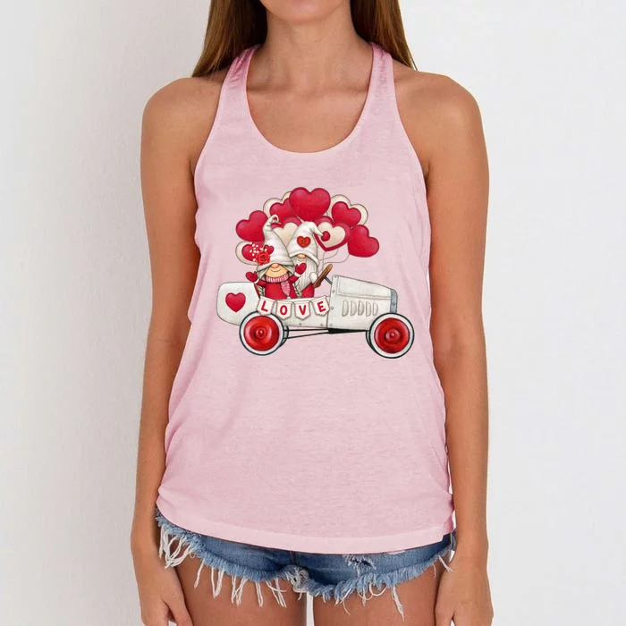 Love Gnome Valentines Day Heart Women's Knotted Racerback Tank