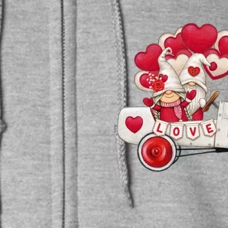 Love Gnome Valentines Day Heart Full Zip Hoodie