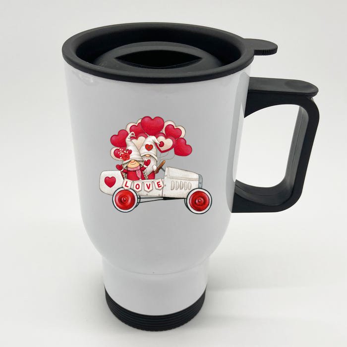 Love Gnome Valentines Day Heart Front & Back Stainless Steel Travel Mug