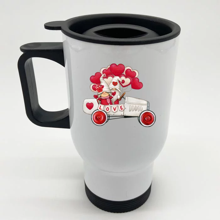 Love Gnome Valentines Day Heart Front & Back Stainless Steel Travel Mug