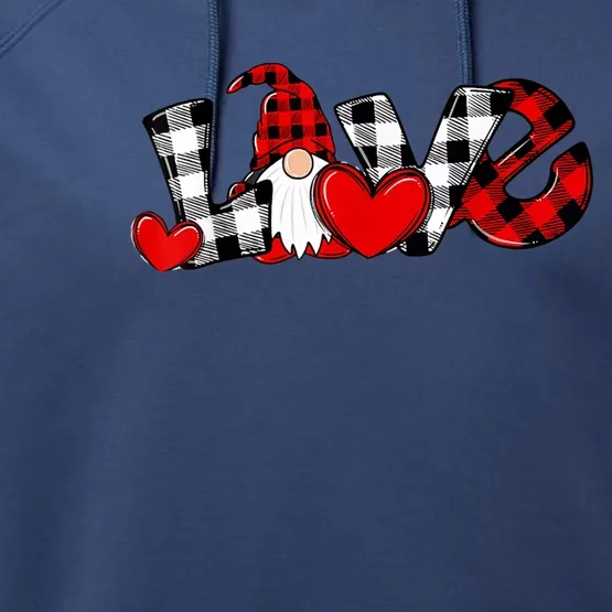 Love Gnome Valentines Day Love Valentine Gnomes Heart Gift Performance Fleece Hoodie