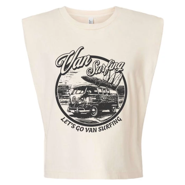 Lets Go Van Surfing Vintage Summer Surf Garment-Dyed Women's Muscle Tee