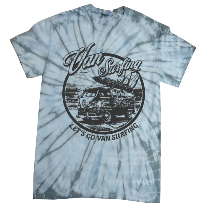 Lets Go Van Surfing Vintage Summer Surf Tie-Dye T-Shirt