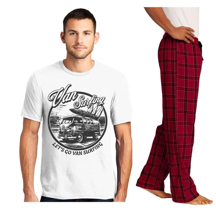 Lets Go Van Surfing Vintage Summer Surf Pajama Set