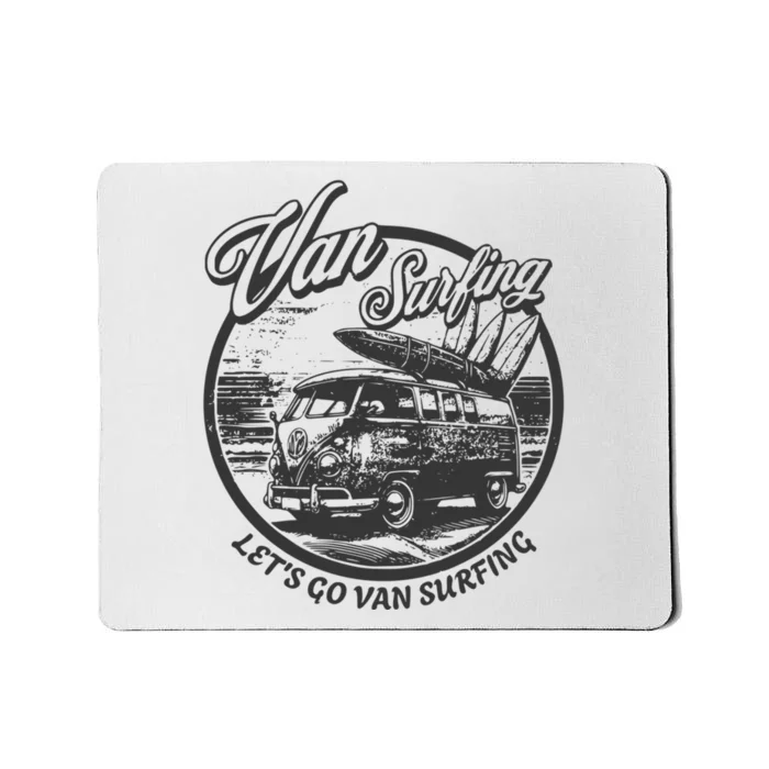 Lets Go Van Surfing Vintage Summer Surf Mousepad