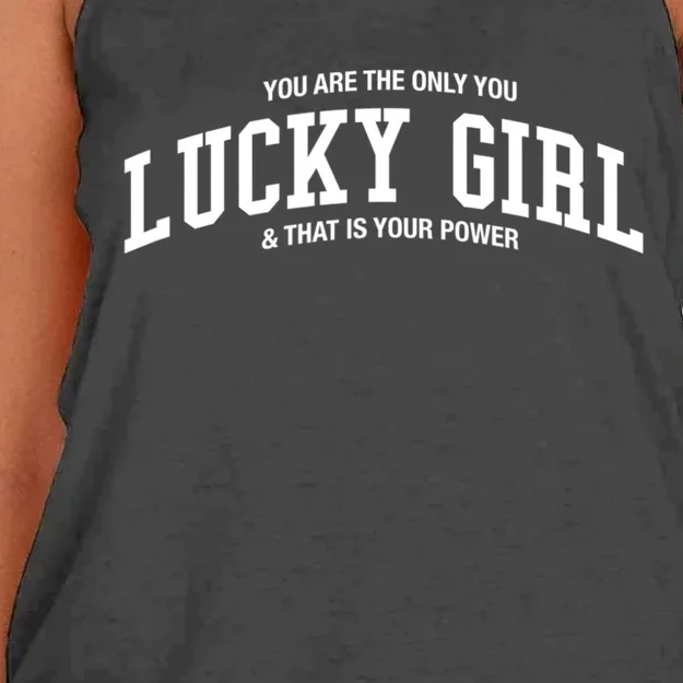 Lucky Girl Varsity Graphic Women's Knotted Racerback Tank