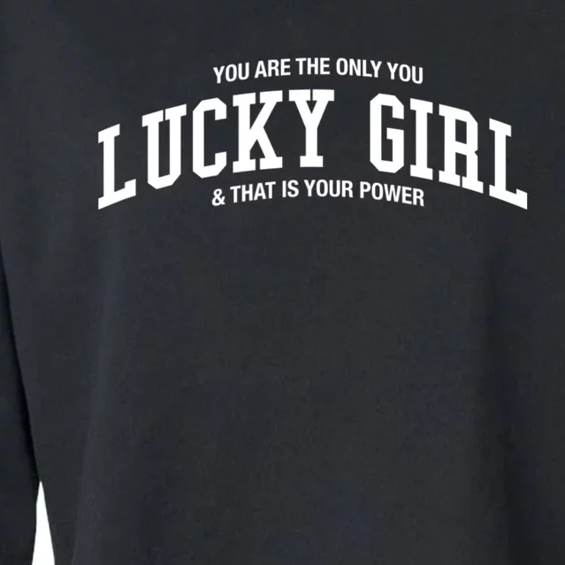 Lucky Girl Varsity Graphic Cropped Pullover Crew