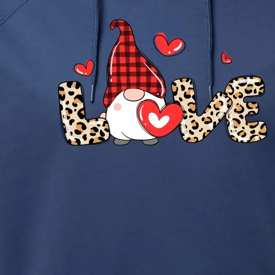 Love Gnome Valentine Heart Performance Fleece Hoodie