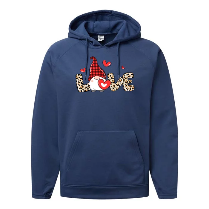 Love Gnome Valentine Heart Performance Fleece Hoodie