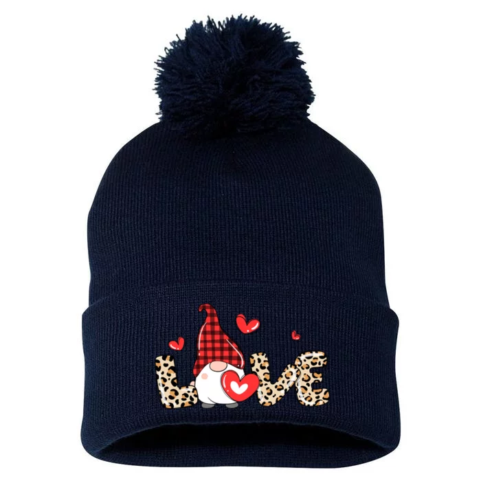 Love Gnome Valentine Heart Pom Pom 12in Knit Beanie