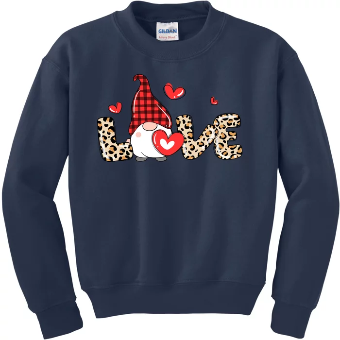 Love Gnome Valentine Heart Kids Sweatshirt