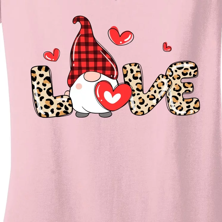 Love Gnome Valentine Heart Women's V-Neck T-Shirt