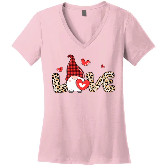 Love Gnome Valentine Heart Women's V-Neck T-Shirt