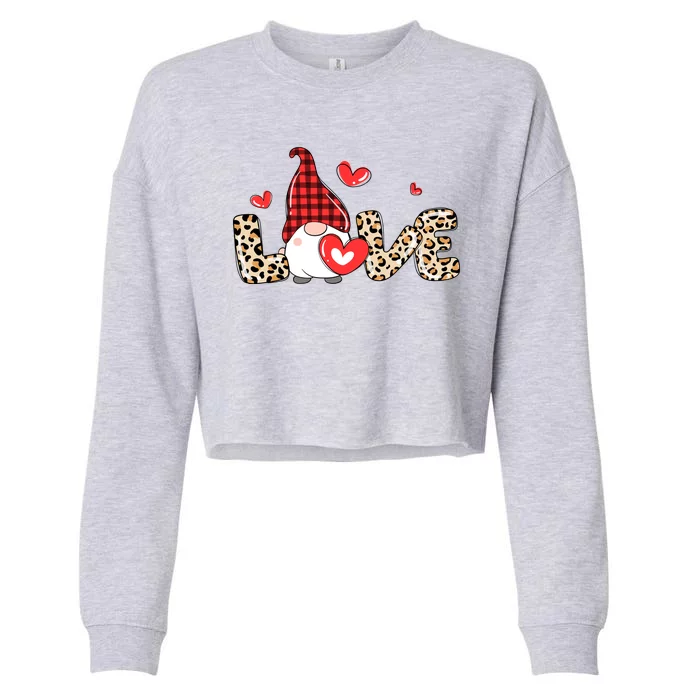 Love Gnome Valentine Heart Cropped Pullover Crew