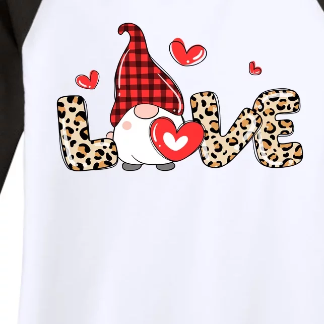 Love Gnome Valentine Heart Women's Tri-Blend 3/4-Sleeve Raglan Shirt