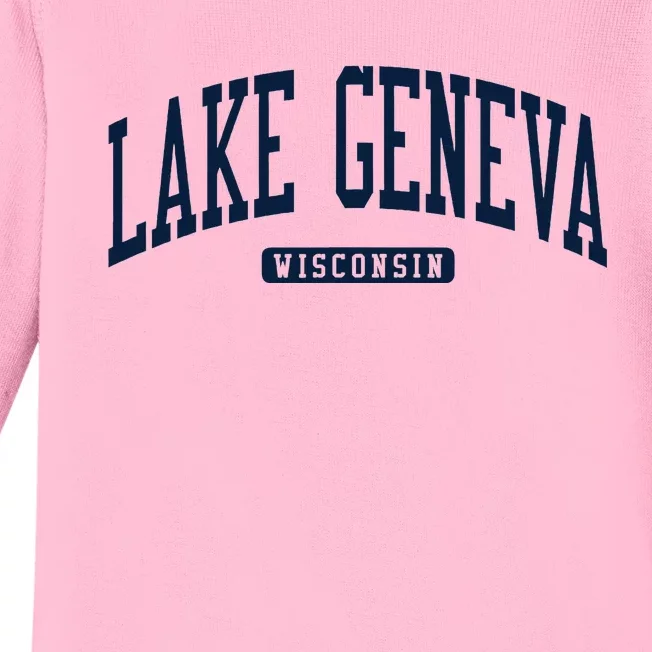 Lake Geneva Wisconsin Wi College University Style Baby Long Sleeve Bodysuit