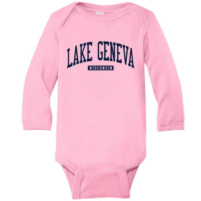 Lake Geneva Wisconsin Wi College University Style Baby Long Sleeve Bodysuit