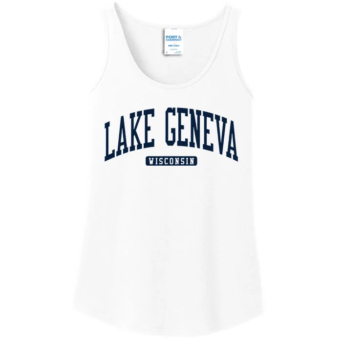 Lake Geneva Wisconsin Wi College University Style Ladies Essential Tank