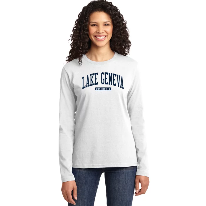 Lake Geneva Wisconsin Wi College University Style Ladies Long Sleeve Shirt