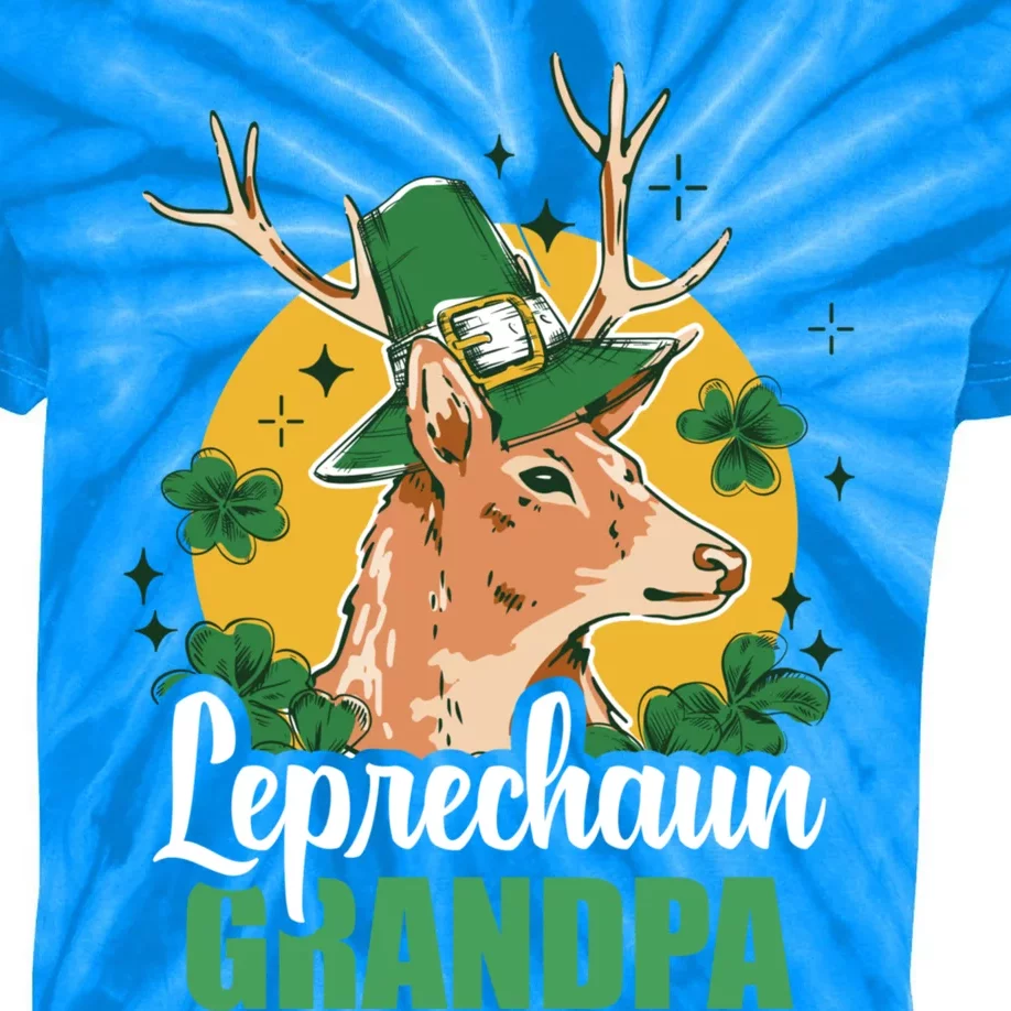 Leprechaun Grandpa With A Deer For St Patrick's Day Gift Kids Tie-Dye T-Shirt