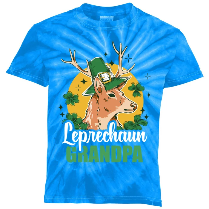 Leprechaun Grandpa With A Deer For St Patrick's Day Gift Kids Tie-Dye T-Shirt