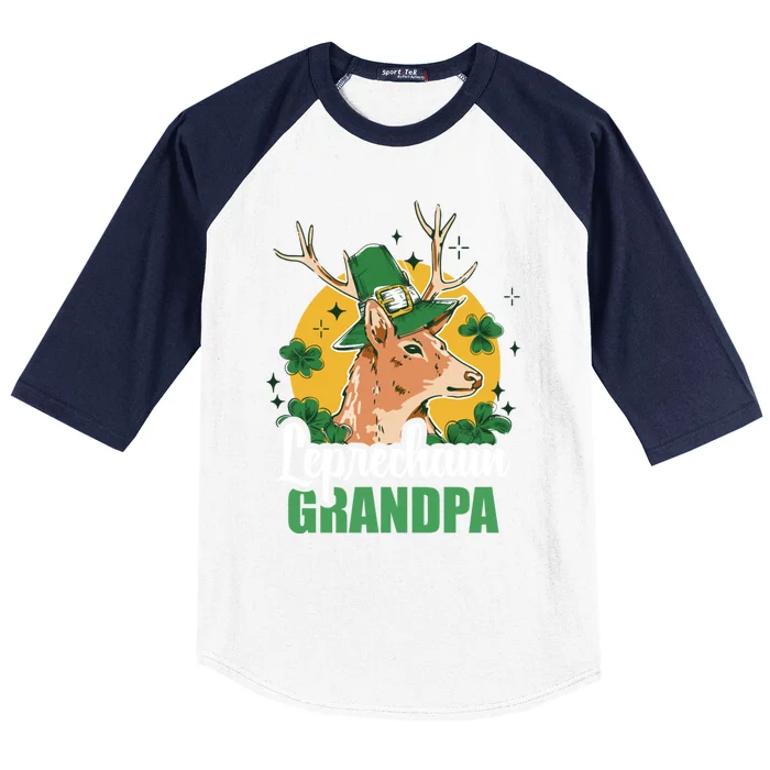 Leprechaun Grandpa With A Deer For St Patrick's Day Gift Baseball Sleeve Shirt