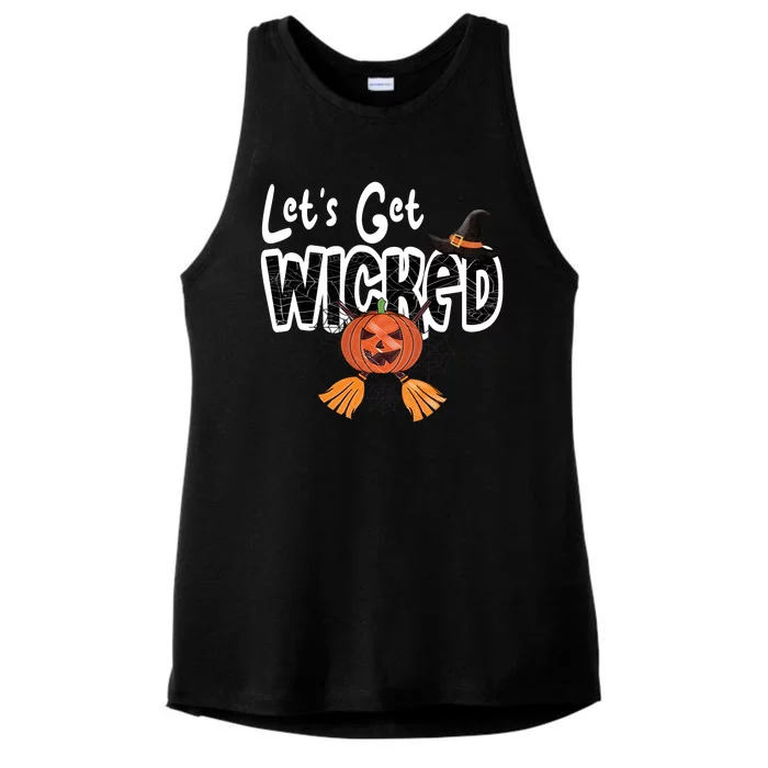 Lets Get Wicked Halloween Spooky Ladies Tri-Blend Wicking Tank