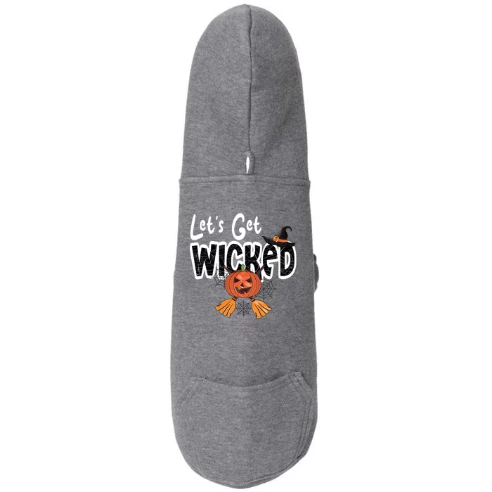 Lets Get Wicked Halloween Spooky Doggie 3-End Fleece Hoodie