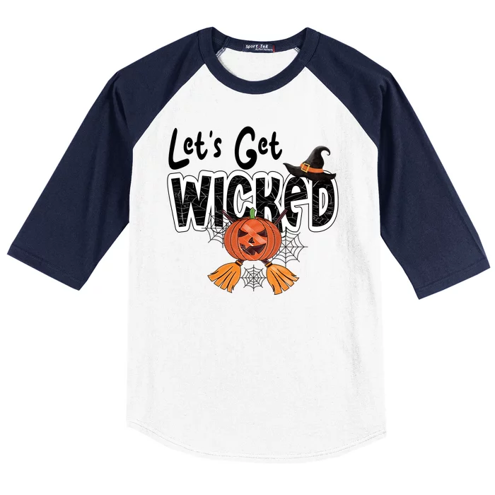 Lets Get Wicked Halloween Spooky Baseball Sleeve Shirt