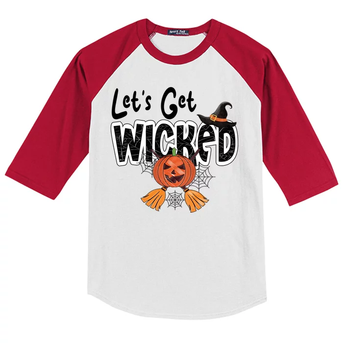 Lets Get Wicked Halloween Spooky Kids Colorblock Raglan Jersey