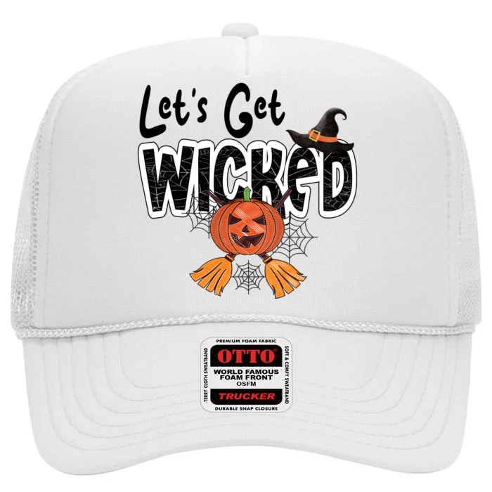 Lets Get Wicked Halloween Spooky High Crown Mesh Trucker Hat