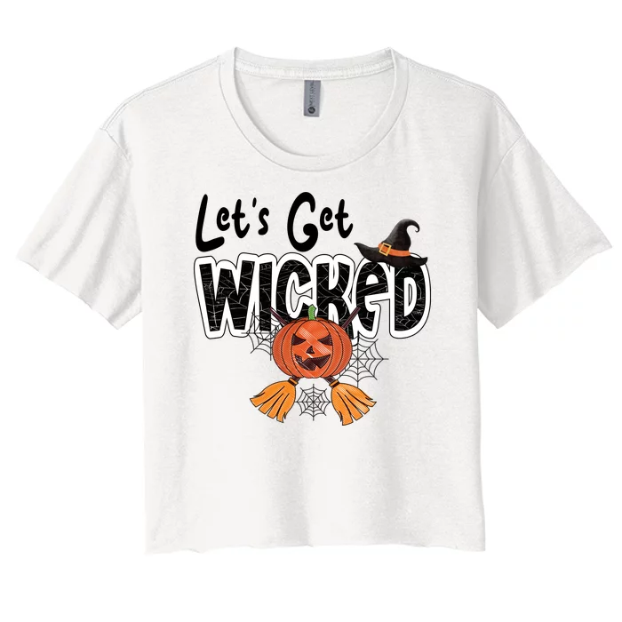 Lets Get Wicked Halloween Spooky Women's Crop Top Tee