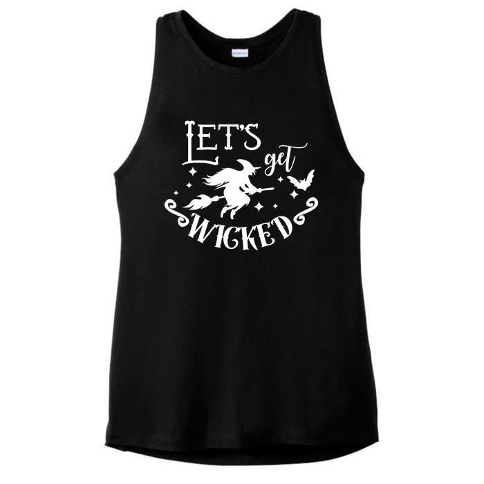 Lets Get Wicked Halloween Witch Funny Ladies Tri-Blend Wicking Tank