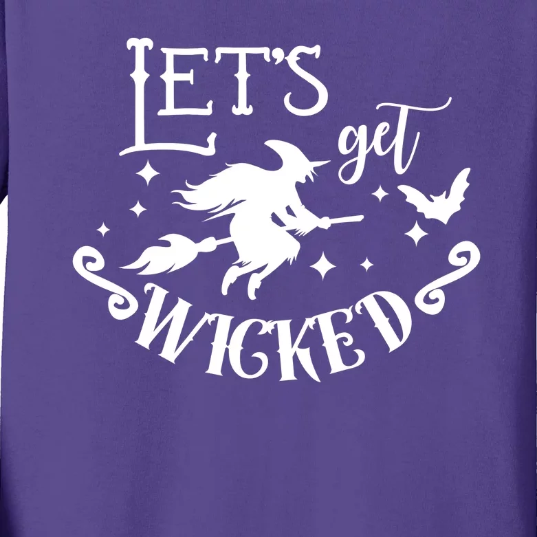 Lets Get Wicked Halloween Witch Funny Kids Long Sleeve Shirt