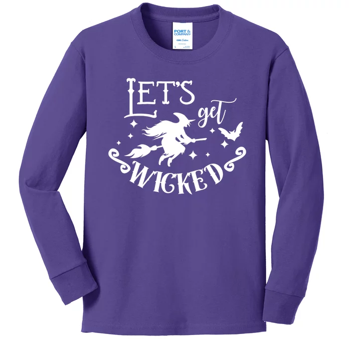 Lets Get Wicked Halloween Witch Funny Kids Long Sleeve Shirt