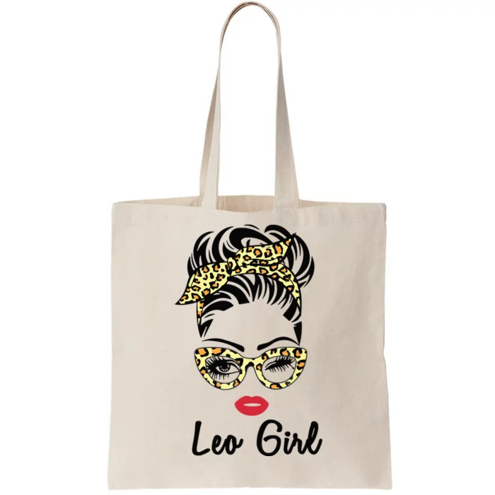 Leo Girl Woman Face Leopard Bandana Wink Eye July Girl Tote Bag