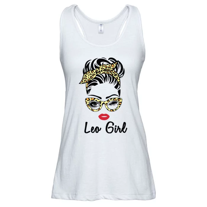 Leo Girl Woman Face Leopard Bandana Wink Eye July Girl Ladies Essential Flowy Tank