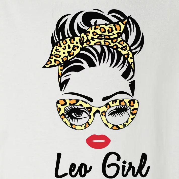 Leo Girl Woman Face Leopard Bandana Wink Eye July Girl Toddler Long Sleeve Shirt