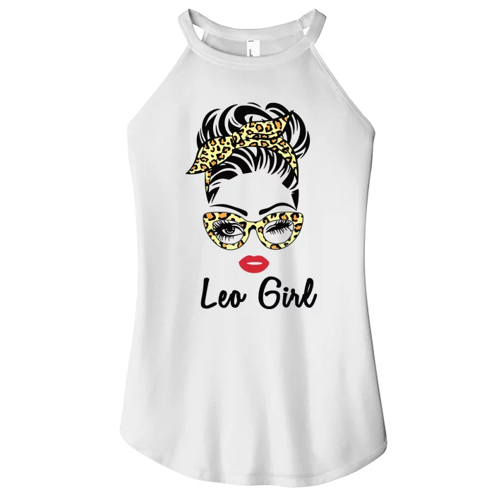 Leo Girl Woman Face Leopard Bandana Wink Eye July Girl Women’s Perfect Tri Rocker Tank