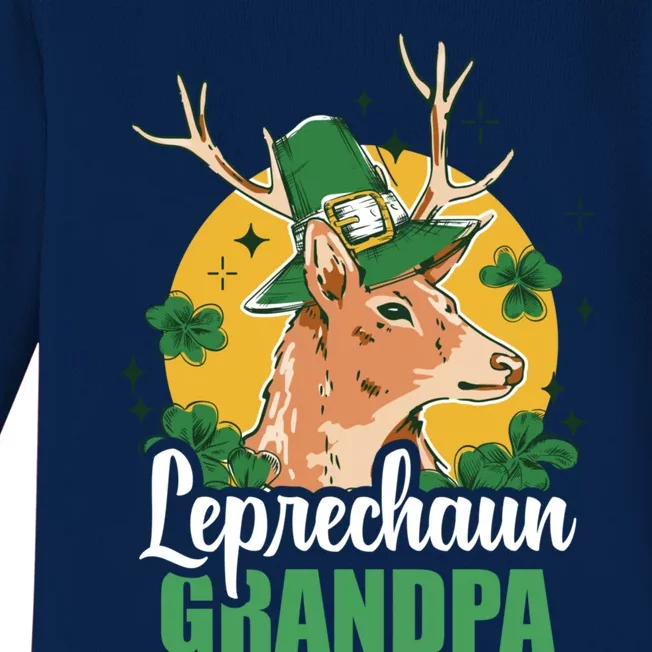 Leprechaun Grandpa With A Deer For St Patrick's Day Gift Baby Long Sleeve Bodysuit