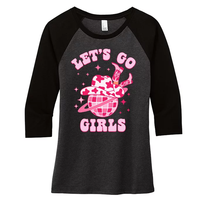 LetS Go Western Cowgirl Groovy Bachelorette Party Women's Tri-Blend 3/4-Sleeve Raglan Shirt