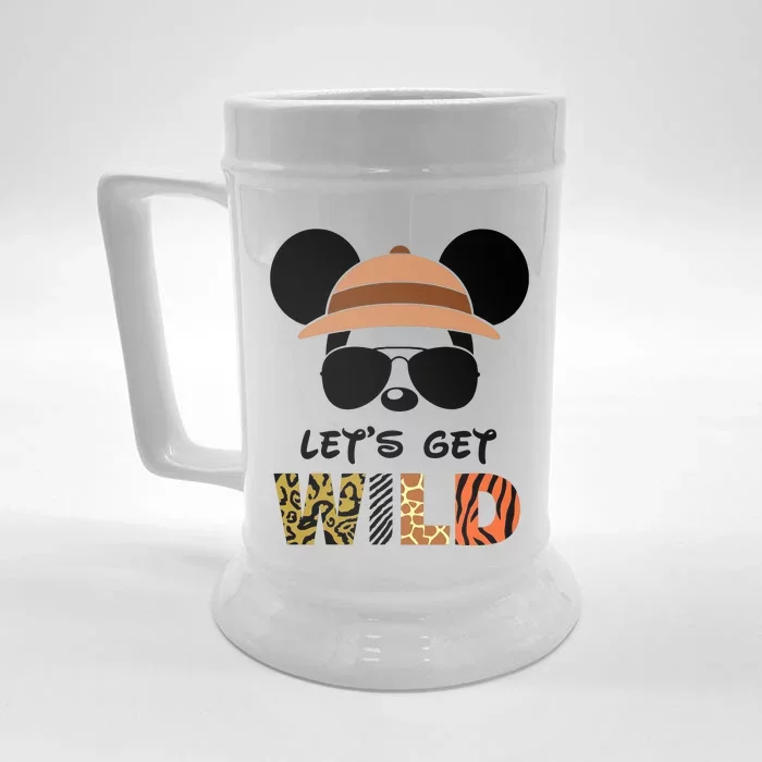 Lets Get Wild Safari Zoo Animal Kingdom Family Vacation Front & Back Beer Stein