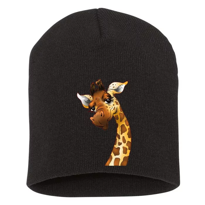 Love giraffe  wildlife giraffe Lovers Short Acrylic Beanie